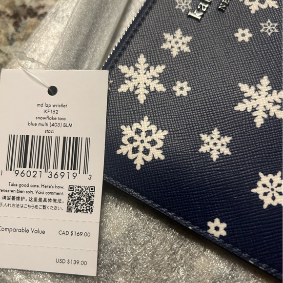 Kate Spade Staci Medium L Zip Wristlet Snowflake Toss (still in plastic) lzp - Picture 16 of 16
